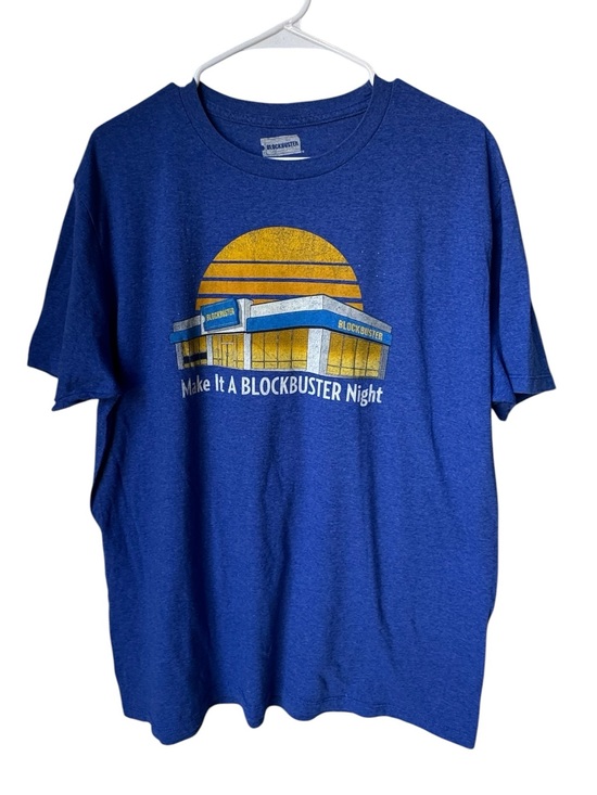 Blockbuster Video Retro 90s Y2K Graphic Tee Soft Blue Men’s XL T-Shirt MINTY
